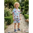thumbnail image 6 of RUINIXCW Toddler Baby Boy Girl Silk Satin Back to School Pajamas Set Kids Boys Summer PJS Set Sleepwear Apple Bus Printed Short Sleeve Button Down Shirt and Shorts Set Homewear Loungewear 3-9 Years, 6 of 9