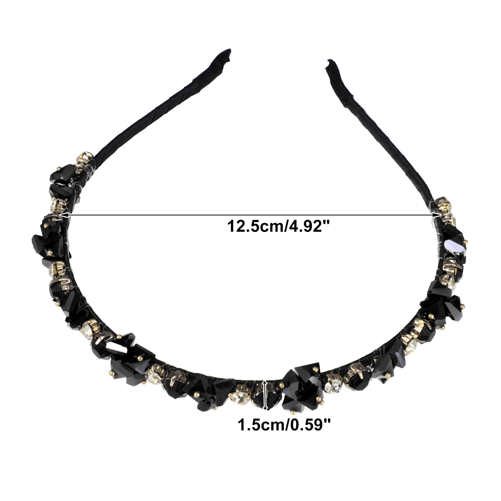 Unique Bargains Bling Rhinestone Headband Unspecified Shapes 4.92"x0.59" Black