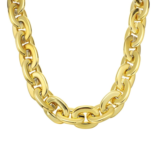 Plastic Chain Necklace, 39 Inch Hip Hop Rapper Chunky Chain Fake Thick Gold Chains Jewelry Party Costume Necklace Accessory for Men Women (Gold)