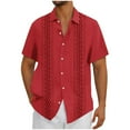 thumbnail image 2 of Zylanna Men's Hawaiian Shirts, Turndown Collar Short Sleeve Casual Quickly Dry Summer Beach Button Down Shirts Red Size M, 2 of 5