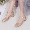 thumbnail image 4 of REDARER Girls Glitter Dress Sandals, 2.5cm Low Heel Closed Toe Wedding Party Shoes, Princess Stage Performance Sandals for Kids,Size:10.5-11 Years, 4 of 6