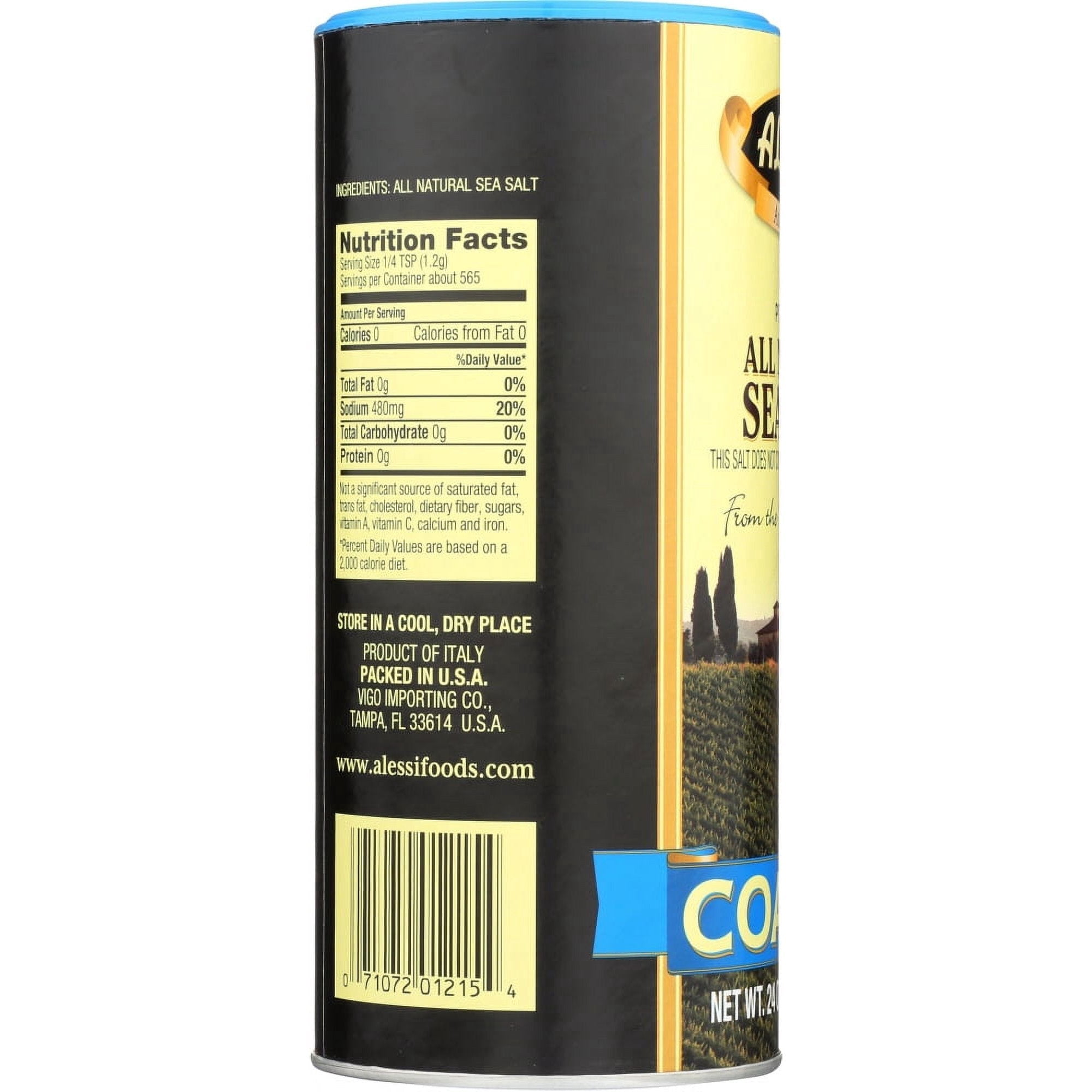 Alessi Premium All Natural Coarse Sea Salt Adds Taste & Texture 24oz (2 Pack)