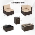 thumbnail image 3 of Costway 12 PCS Patio Wicker Sectional Sofa Set with 32" Propane Fire Pit Table Tank Holder Brown, 3 of 7