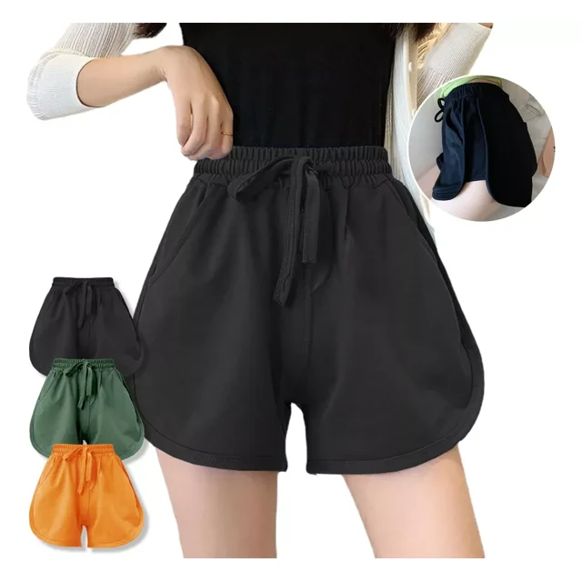Pantalones Casuales Cortos Elásticos Con Cordón Para Mujer