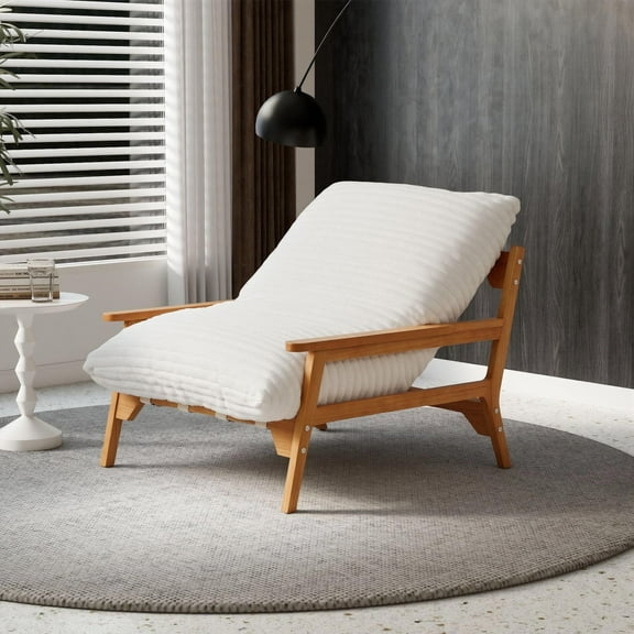 Magic Home 35.24" Accent Chairs, Sofa Chair, Living Room Chairs, Comfy Reading Arm Chair for Living Room, Chaise Lounge Chair with Removable Upholstered for Reading Bedroom, Living Room, Beige