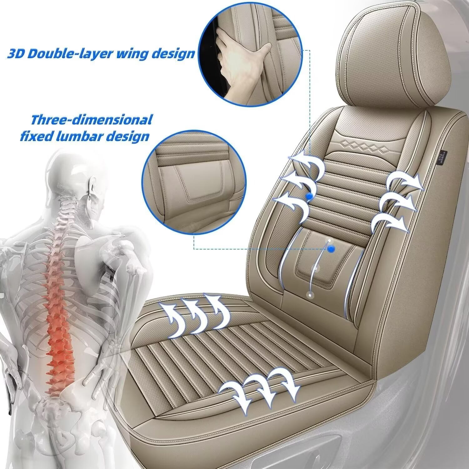DIKSOAKR Car Seat Covers for Toyota Camry 2012-2024 2025 Full Set Faux Leather Seat Covers Breathble Waterproof (2 Row 5 Seat, Beige)