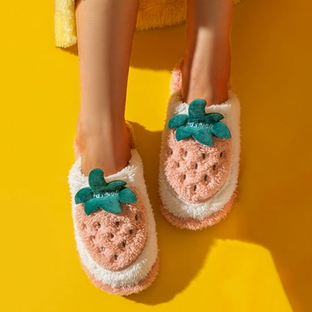 

MRULIC slippers for women Keep Flat Furry SlipOn Warm Cartoons Slippers Couples womens slipperss Home Shoes Shoes womens slippers house slippers for women Pink + US:8.5