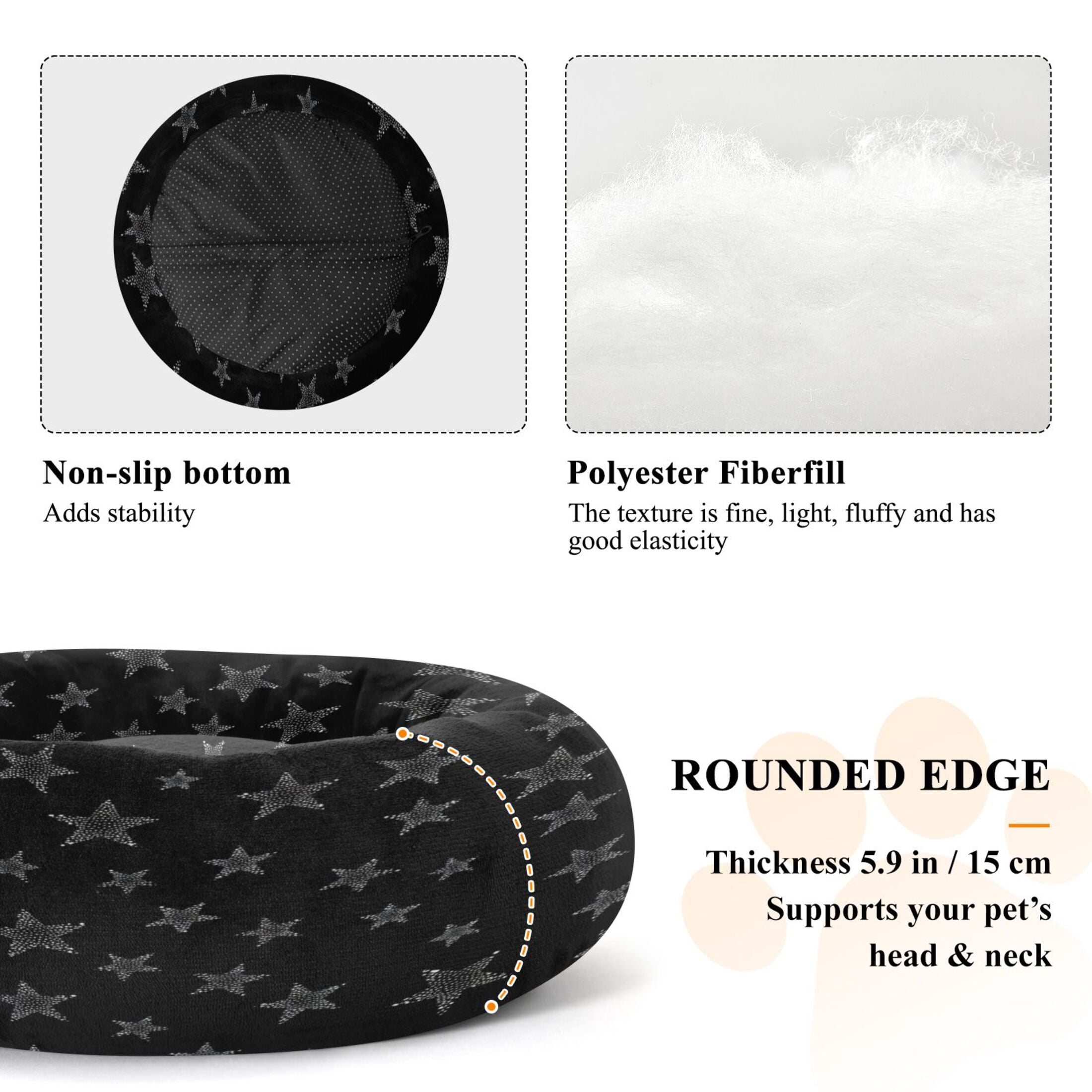 Iauyy Pet Couch Donut Cat Bed for Indoor Cats/Small Dogs Washable & Machine with Non-slip Bottom Calming Cat Furniture, Attractive Stars (XS)