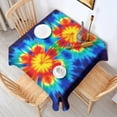 thumbnail image 2 of Colorful Tie Dye Flowe Square Tablecloth,Waterproof Square Table Cover,Wipeable Spillproof Washable Table Cover for Home Kitchen Party Decor 60"x60"(152x152cm), 2 of 6