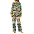 thumbnail image 3 of SEANATIVE Aztec Tribal Sunflower Button Up Pajamas for Women Button Down Sleepwear Size X Small Button Up Sleeping Sets Pj Loungewear Tops and Pants Set of 2 Women Clothes, 3 of 7