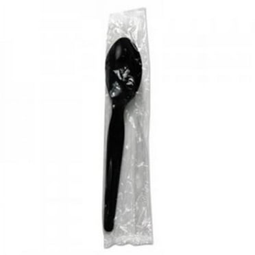 Boardwalk Heavyweight Wrapped Polystyrene Cutlery, Teaspoon, Black, 1,000/Carton