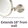 thumbnail image 4 of Jerdon Lighted Makeup Mirror - Corded Wall Mount Magnifying Mirror with LED Lights - Brushed Nickel Finish - 9.5-Inch Diameter - Model HL1016NL, 4 of 6