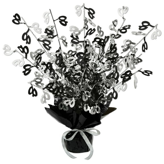 Beistle Club Pack of 12 ''40'' Black and Silver Gleam 'N Burst Centerpieces 15"