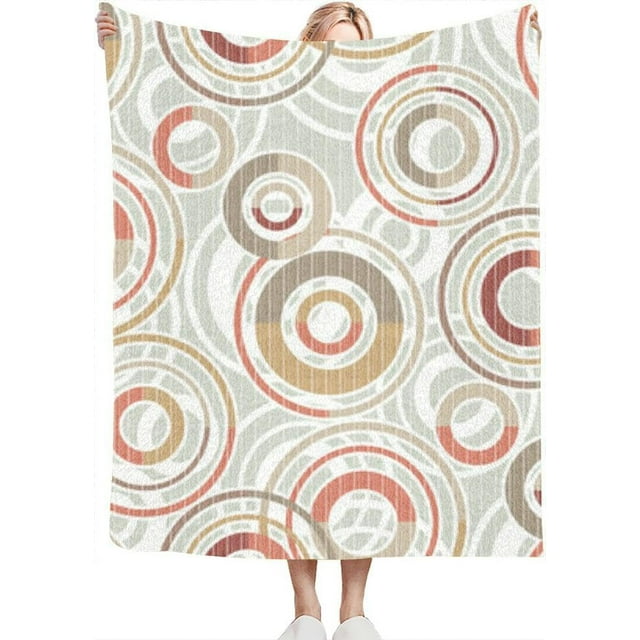 Patchwork Circles Ornamental Throw Blanket for Couch Bed Soft Cute Fleece Fuzzy Spring Summer Throw Blankets Cozy Living Room Throw Blanket for Chair