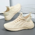 thumbnail image 7 of Womens Sneakers Breathable Knitted Slip on Soft Sole Tennis Shoes Comfortable Lace up Antislip Solid Color Sneakers Beige Size 7, 7 of 7