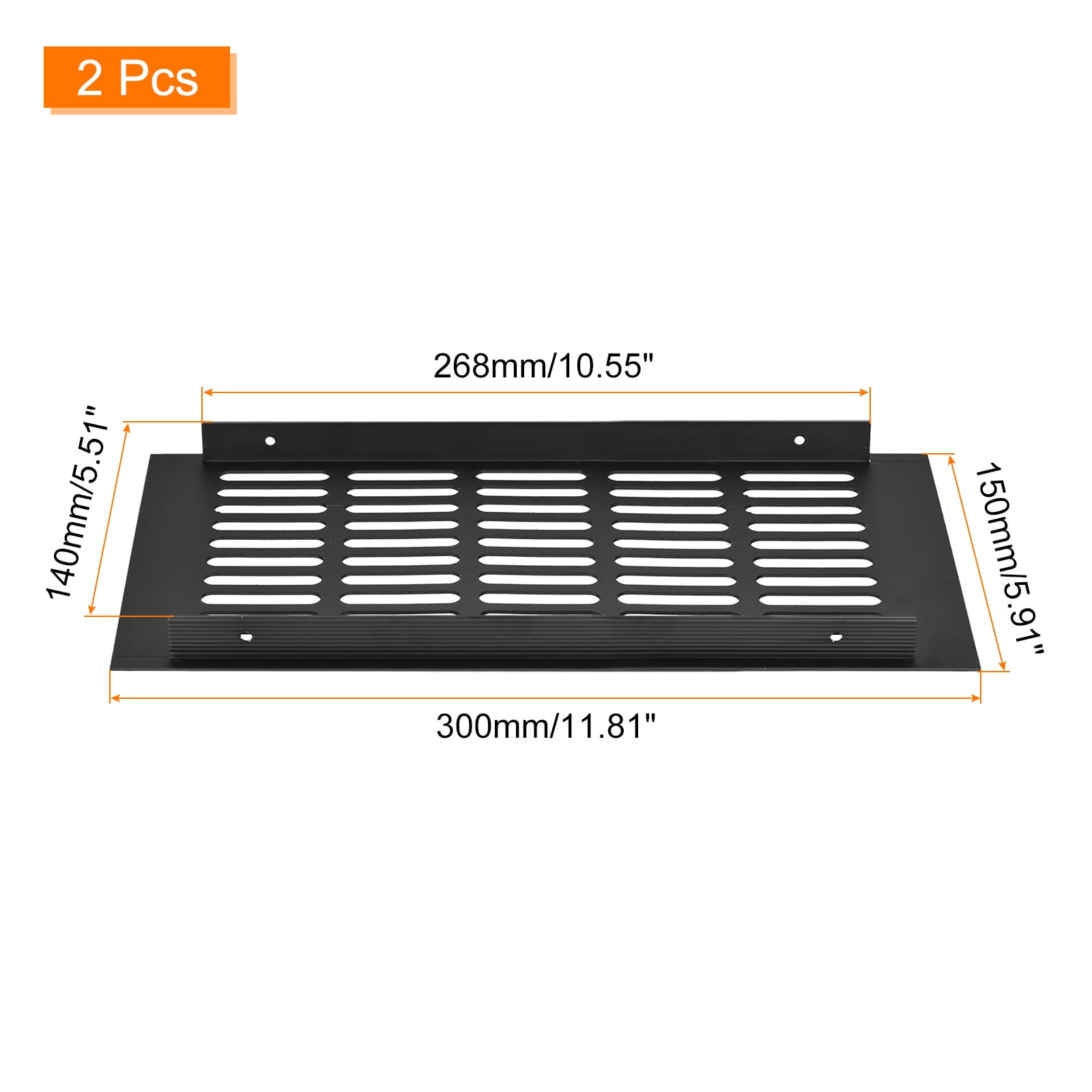2Pack Rectangle Ventilation Grille Aluminum Alloy Mesh Air Vent Cover, 300x150mm