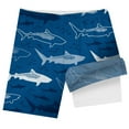 thumbnail image 3 of Hienoo Teen Boys Shark Print Quick Drying Swim Trunks with Compression Liner, 3 of 4