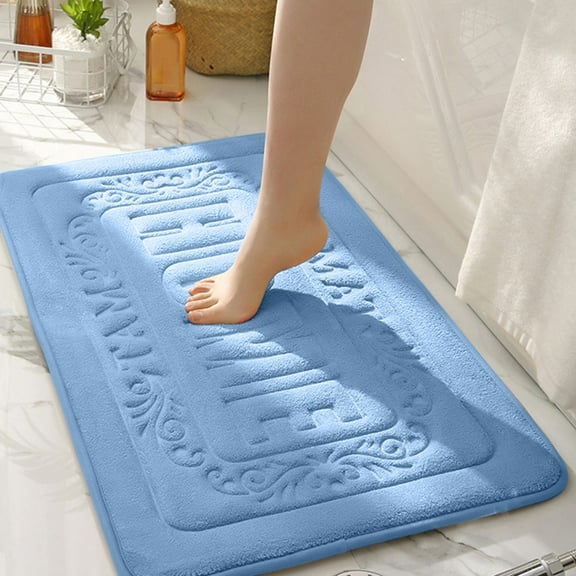 Soft Non-Slip Absorbent Bathroom Floor Mat - Washable Microfiber Rug for Tub and Sink Area In Multiple Colors