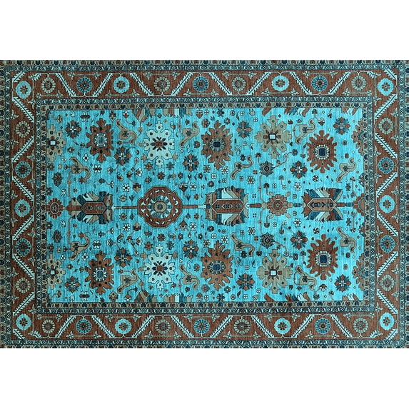 Ahgly Company Indoor Rectangle Oriental Light Blue Industrial Area Rugs, 2' x 5'