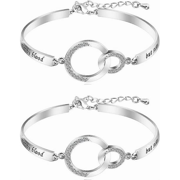 Friendship Charm Inspirational Bracelet, Not Sisters by Blood But Sisters by Heart Bracelet Bangle, Inspirational Bracelets, Friendship Bracelets, Sis