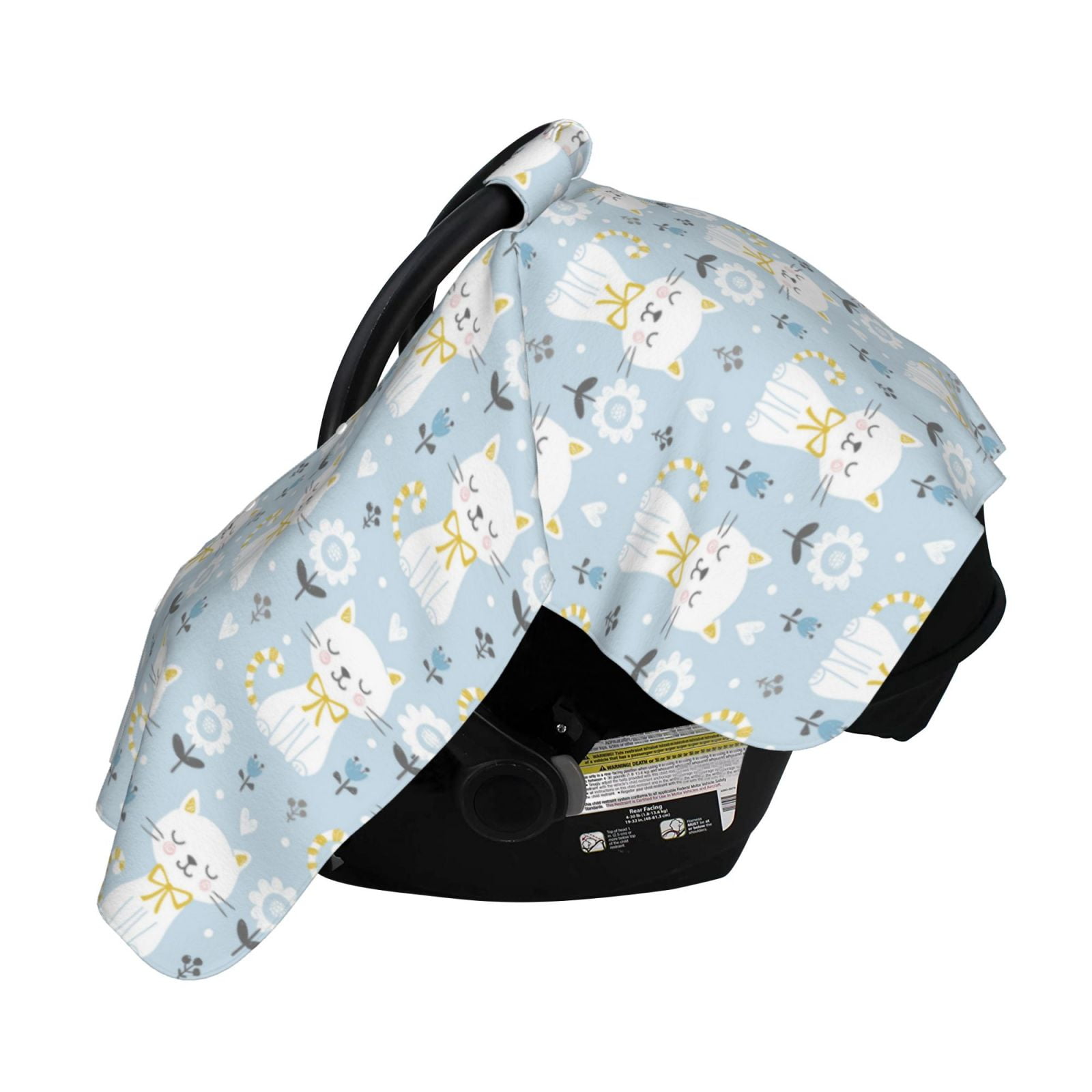 Naloa Cute Cat Baby Car Seat Cover, Breathable Baby Carrier Cover, Multiuse Baby Carrier Cover & Nursing Breastfeeding Cover