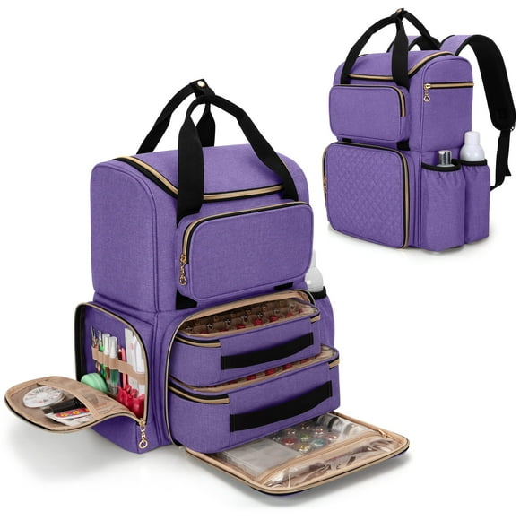 Luxja Organisateur de Vernis à Ongles (Version Sac à Dos) Contient 70 Bouteilles et une Lampe à Ongles, Sac de Vernis de Voyage avec 2 Boîtes Amovibles et Poches de Rangement pour Outils (P