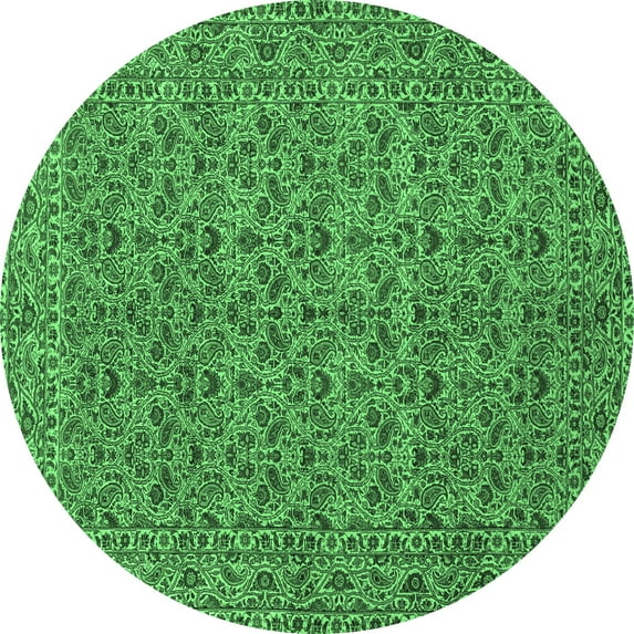 Ahgly Company Indoor Round Persian Emerald Green Traditional Area Rugs, 4' Round