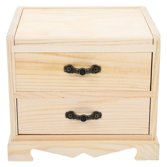 SOPOTUTU 1Pc Handmade Wooden Jewelry Box Light Yellow Sturdy Jewelry Storage Dresser