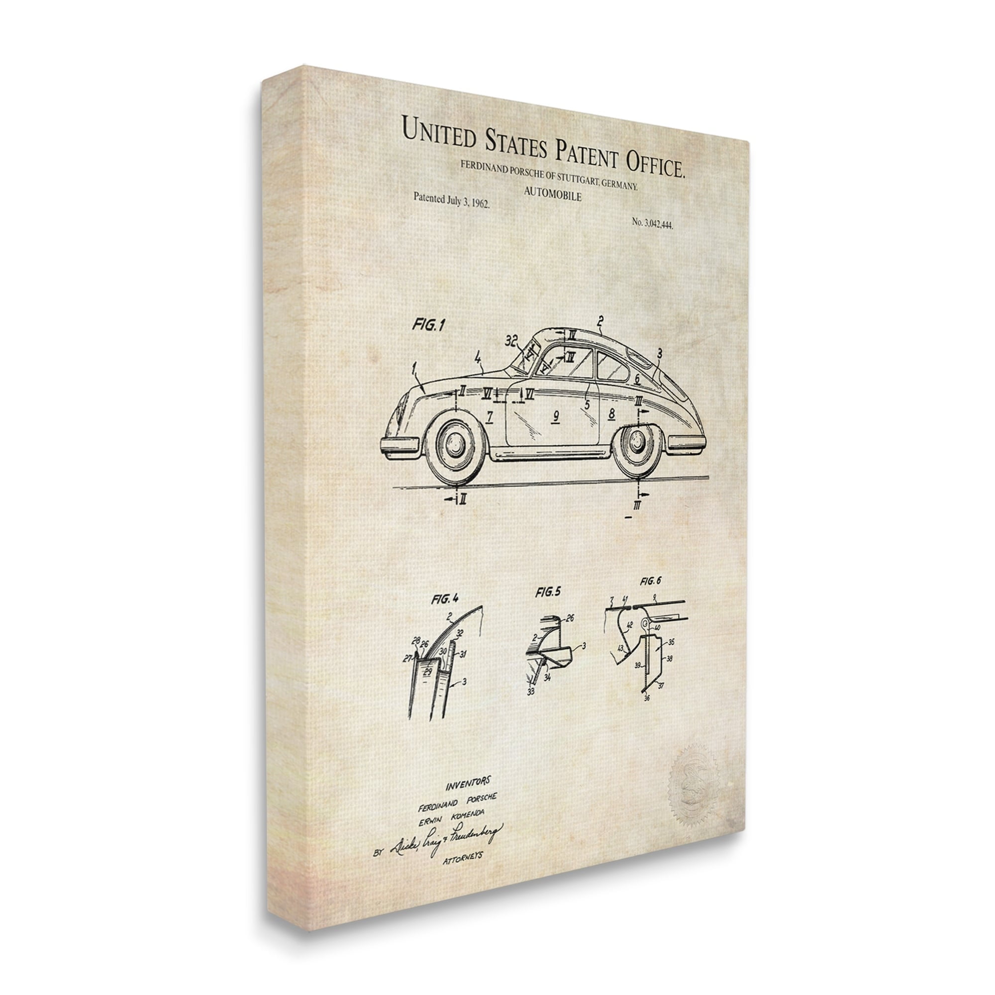 Stupell Industries Vintage Car Automobile Diagram Blueprint Patent Text Canvas Wall Art, 16 x 20, Design by Karl Hronek