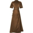 thumbnail image 3 of Fewfanhot Summer Dresses for Women V Neck Ruffled A-Line Dress Elegant Spring Fall Cocktail Dress Party Gown Wedding, 3 of 7