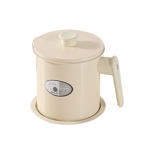 Deep Fryer Pot with Strainer - 1.4L Oil Filter Container for Kitchen, Reusable Oil Storage with Fine Mesh Screen & Cool-Touch Handle