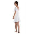 thumbnail image 2 of Women's Sleepwear Lightweight Super Soft Bamboo Short Sleeve V Neck Chiffon Detail Nightgown - Made in Turkey (Small, Ivory), 2 of 3
