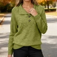thumbnail image 3 of Women's Button Detail Knit Pullover Sweater Stand Collar Soft Loose Fit Long Sleeve Top Comfortable Casual Fall Winter Outfit, 3 of 6