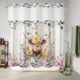 thumbnail image 6 of No Hook Shower Curtain, Spring Cow Floral Shower Curtains for Bathroom with See Through Top Window, Green Eucalyptus Leaves Grey Wooden Waterproof & Washable Bath Curtain 66"x72", 6 of 9