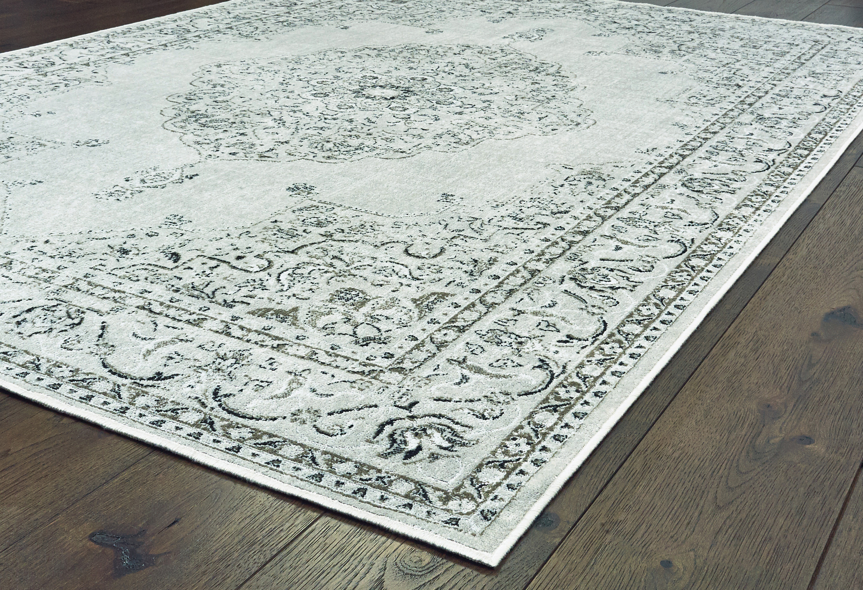 United Weavers Bedivere Lionel Oriental Silver Woven Viscose Area Rug or Runner