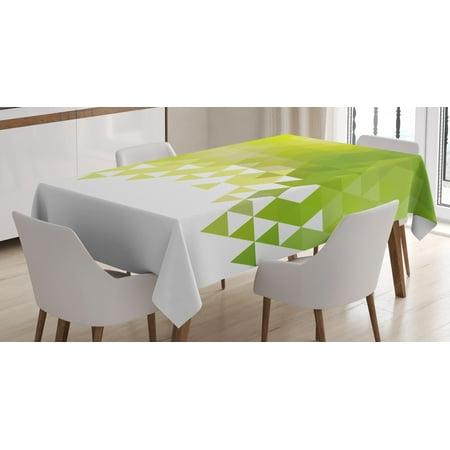 

Green Tablecloth Triangular Abstract Pattern Design Geometrical Mosaic Poly Effect Rectangular Table Cover for Dining Room Kitchen 60 X 84 Inches Yellow Green Lime Green White by Ambesonne