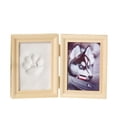 thumbnail image 1 of 5 Inch Multi-functional Pawprint Kit Non Polluting Solid Wood Picture Frame Set For Dogs Cats Rabbits (23 x 15.5 x 2cm) white clay log frame, 1 of 5