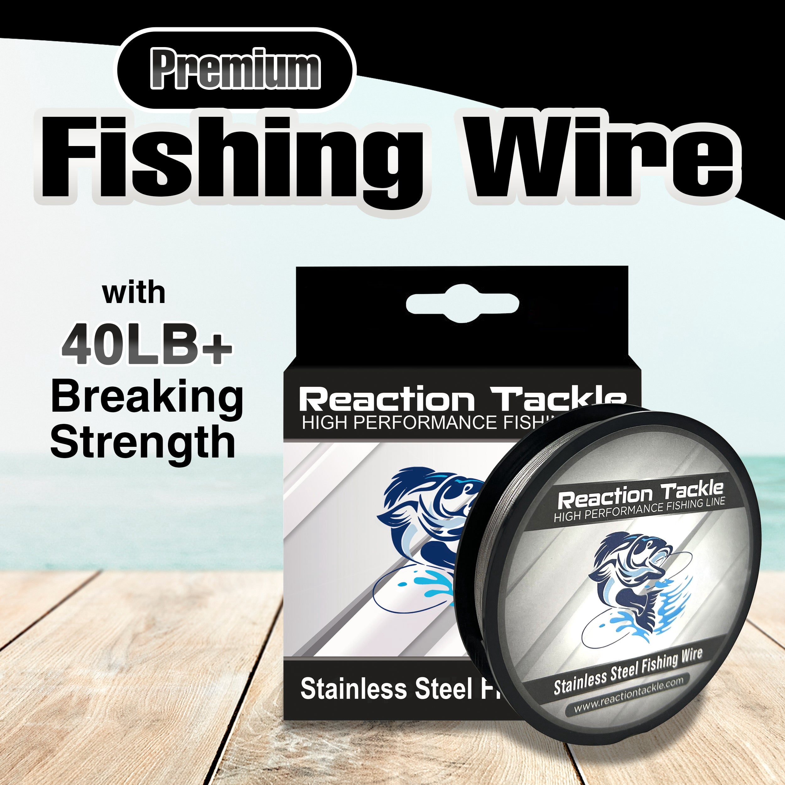 Reaction Tackle Stainless Steel Trolling Line 30LB - Premium Fishing Wire with 40LB+ Breaking Strength 30LB / 1000 foot