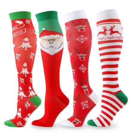 

Musuos Christmas Women In-tube Socks Soft Warm Santa Claus Elk Stockings