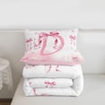 thumbnail image 5 of meiyoeat Girly Bow Monogrammed D Full Size Comforter Sets,Pink Pearl Initial Print Bedding Comforter Set For Girl,Pink Reversible,3-Piece,1 Comforter and 2 Pillowcases, 5 of 7