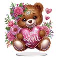 thumbnail image 1 of Decoración de escritorio de pintura de diamante de oso rosa de corazón acrílico para decoración de escritorio de oficina, 1 of 7