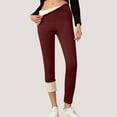 thumbnail image 5 of Women Winter Warm Thick Leggings Fleece Lined Stretchy Soft Thermal Sherpa Pants High Waist Tights Wine L, 5 of 5
