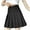 Black, variant on Women's High Waisted Mid Length Solid Color Pleated Half Skirt - Nylon Spandex - Size S/M/L/XL/XXL/XXXL