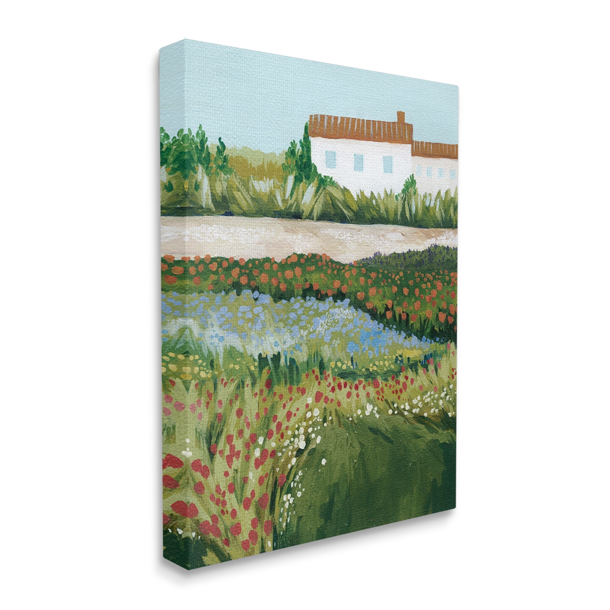 Stupell Country Cottage Meadow Road Landscape Painting Gallery Wrapped Canvas Print Wall Art