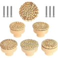 thumbnail image 1 of Set of 6 Rattan Furniture Knobs Drawer Knobs, Bohemian Style Door Handle Round Wooden Drawer Handle for Dresser Cupboard, 1 of 4