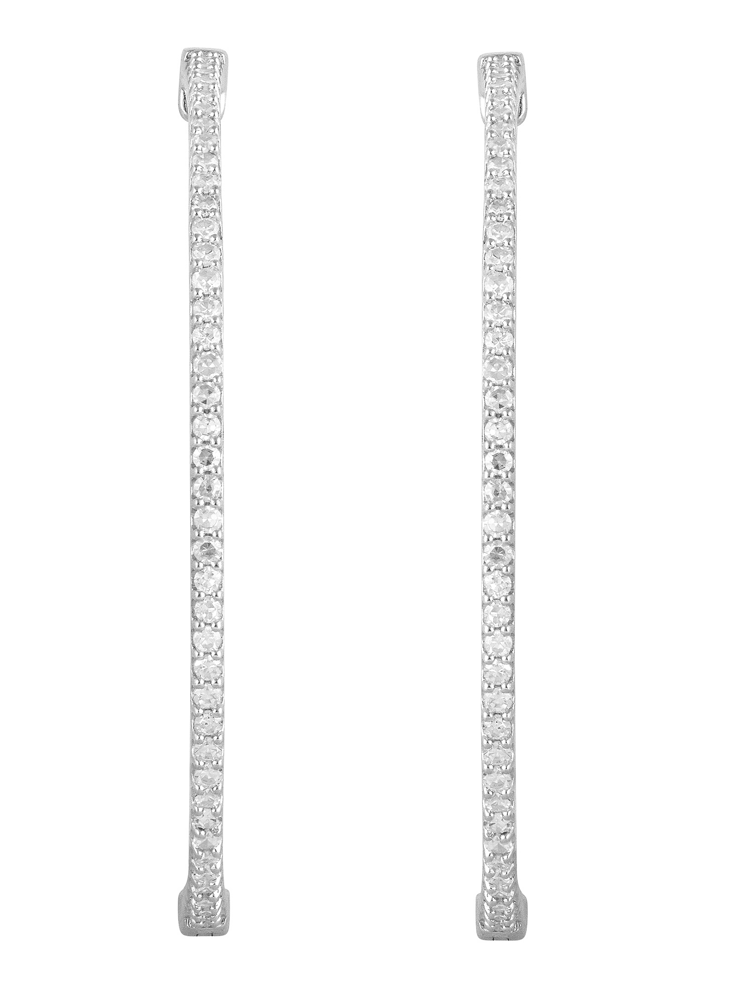 Unique Moments 3/4 Ct Lab Grown Diamond Inside Out Hoop Earring in Silver for Women (H-I, SI-I1)