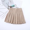 thumbnail image 4 of Rswnyirn Youth Girls High Waist Classic Pleated Skirts School Mini A-line Skirt Flared Skater Uniform Khaki 160, 4 of 4