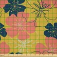 thumbnail image 2 of Ambesonne Floral Fabric by the Yard Microfiber, Flower Drawings Vintage Art, 1 Yard, Earth Yellow and Night Blue, 2 of 2