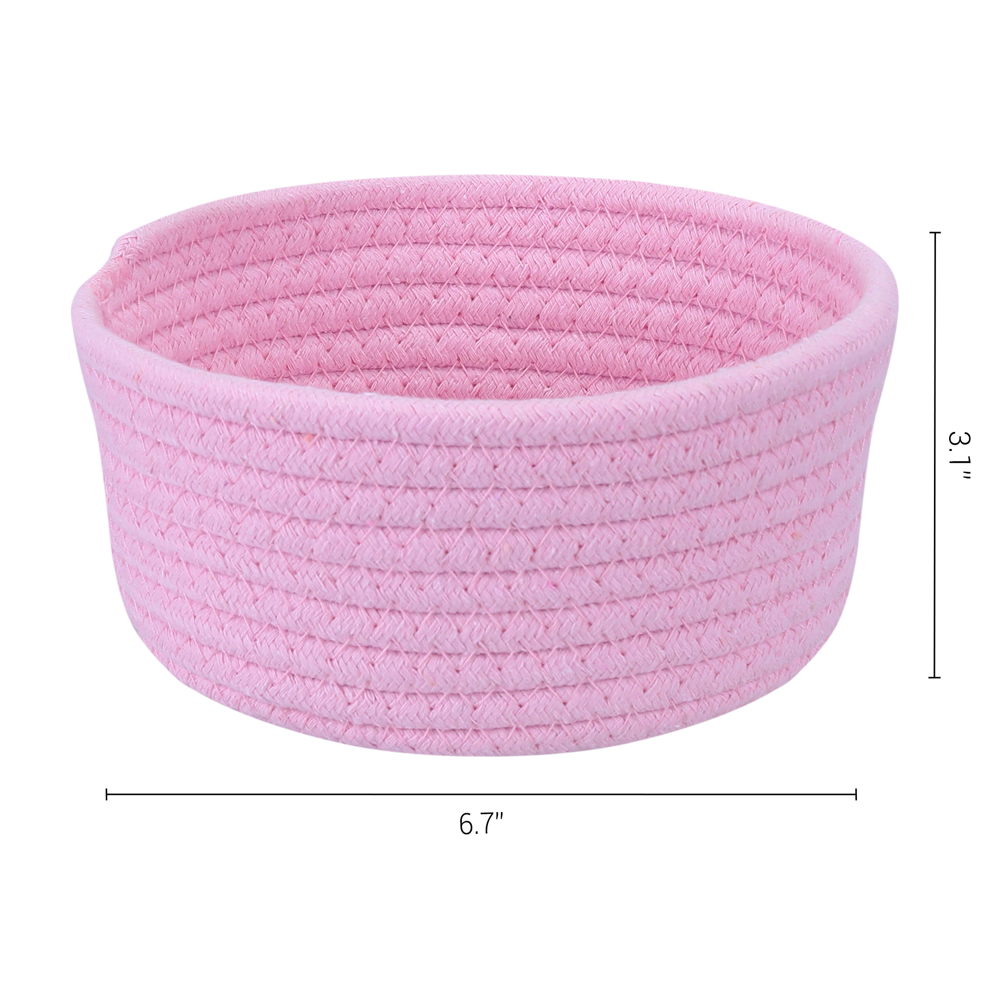 Unique Bargains Round Woven Storage Basket Small Storage Bin for Home Decor Pink S