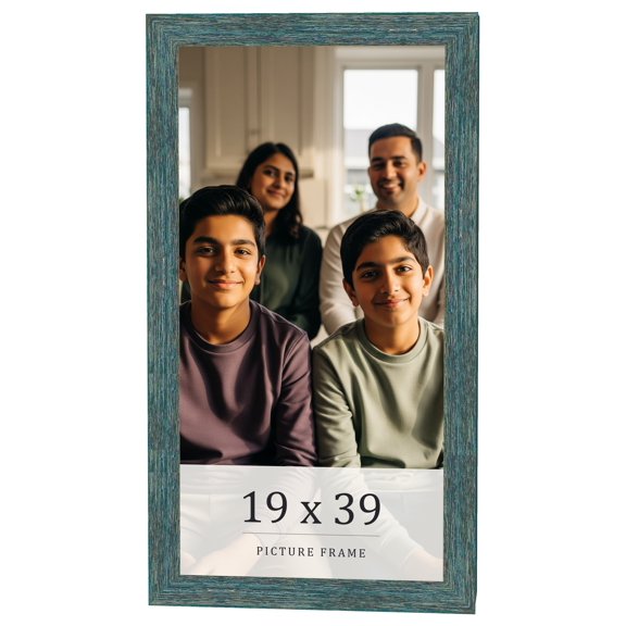 19x39 Frame Blue Rustic Barnwood Solid Wood Picture Frame Width 1.25 Inches | Interior Depth 0.5